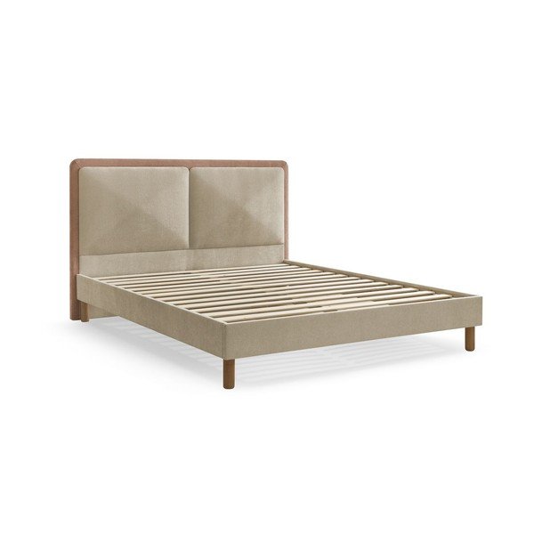 Letto matrimoniale imbottito rosa polveroso imbottito con rete inclusa 160x200 cm Mara – Bobochic Paris