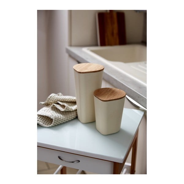 Scatola di conservazione beige con coperchio in bambù , 750 ml Derry - Wenko-image-2