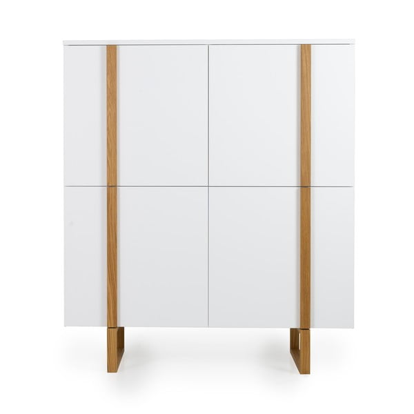 Cassettiera bianca con gambe in rovere , 118 x 135 cm Birka - Tenzo