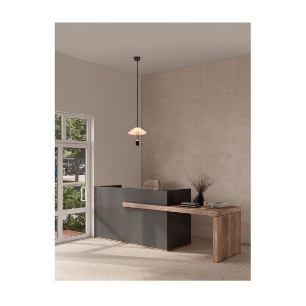 Lampadario LED nero opaco in alluminio con paralume in vetro acrilico ø 22 cm Anafi – Nova Luce-image-1