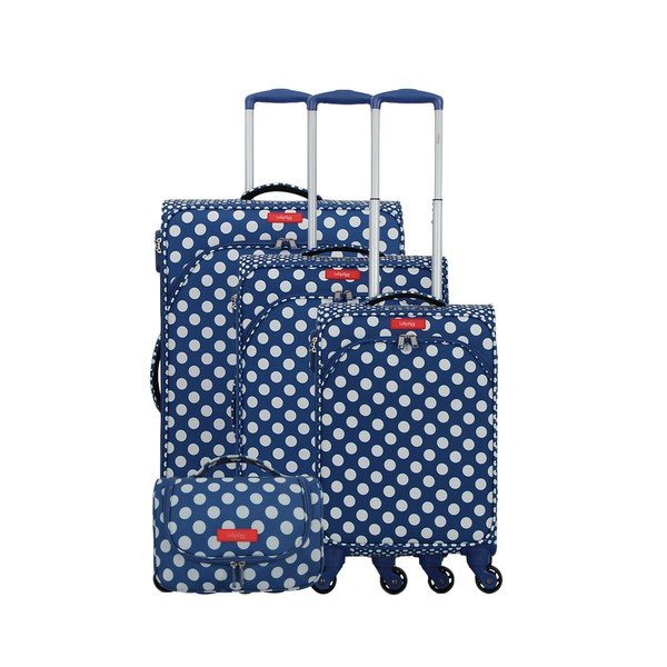 Set di 3 valigie blu su 4 ruote e custodia per cosmetici Lollipops - LOLLIPOPS
