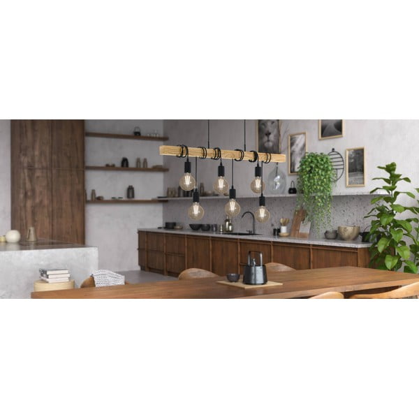 Lampadario nero/di colore naturale TOWNSHEND – EGLO-image-2