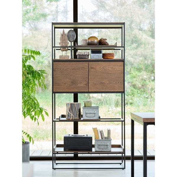 Libreria nera in rovere 90x180 cm Rivoli - Unique Furniture-image-1
