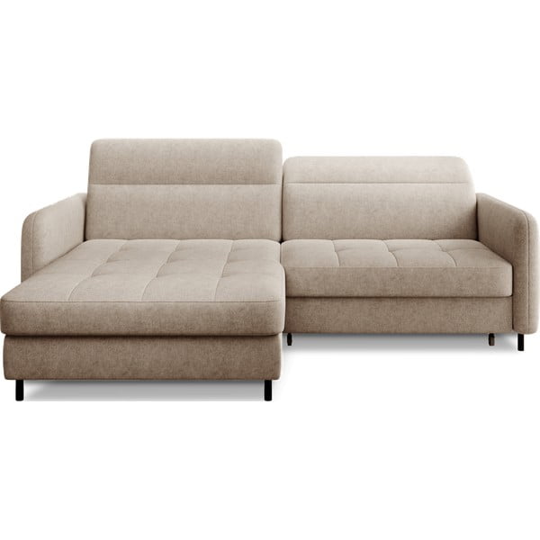 Divano angolare beige allungabile/con contenitore (con penisola a sinistra/con chaise lounge) e rivestimento in ciniglia Gomsi – ELTAP