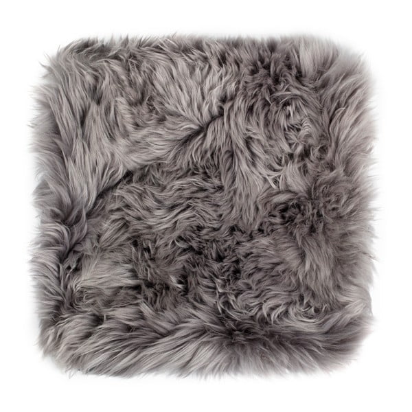 Cuscino di seduta in pelle di pecora grigia per sedia da pranzo Zealand, 40 x 40 cm - Royal Dream
