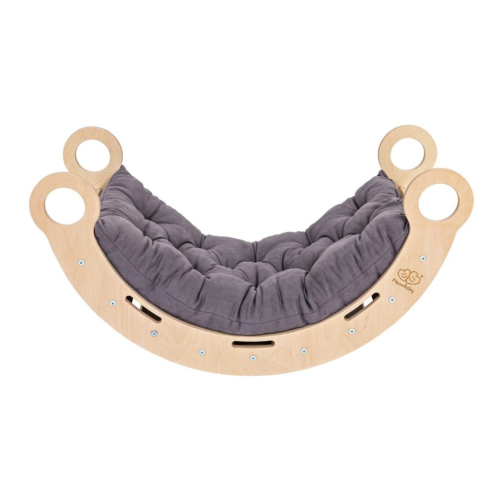 Arco a dondolo montessori grigio/di colore naturale in pino massiccio 39x75x38 cm Montessori – Meowbaby | Giochi per parco giochi da interno