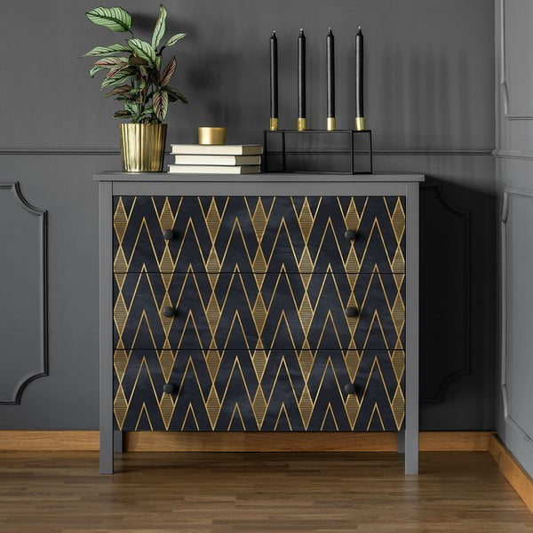 Carta da parati decorativa per mobili in nero e oro Ragnar - Ambiance-image-1