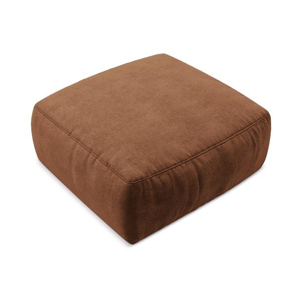 Poggiapiedi color terracotta con rivestimento in ciniglia Kuki – Makamii-image-2