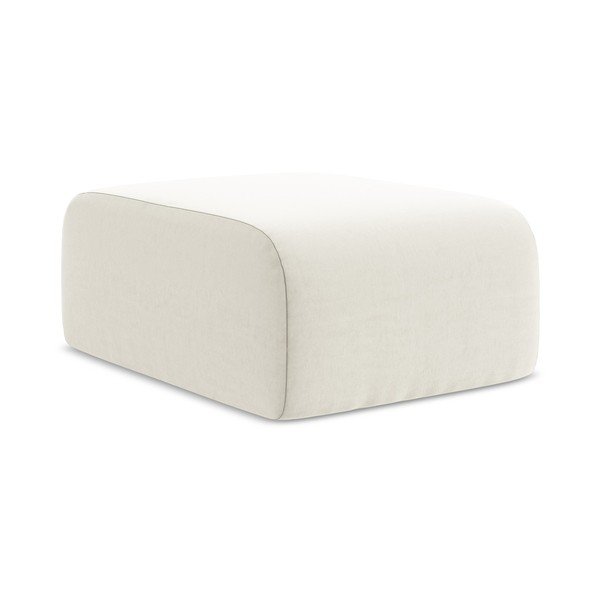 Poggiapiedi beige con rivestimento in velluto Lani – Makamii