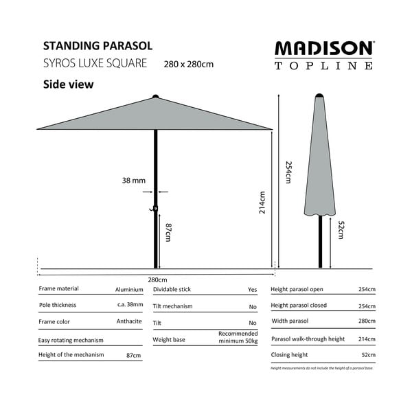Ombrellone verde 280x280 cm Syros - Madison-image-1