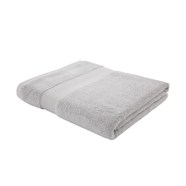 Asciugamano grigio chiaro in cotone e misto seta 100x150 cm - Bianca