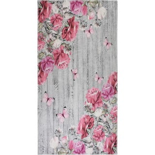 Passatoia rosa/grigia lavabile 80x200 cm Blooming Roses – Vitaus
