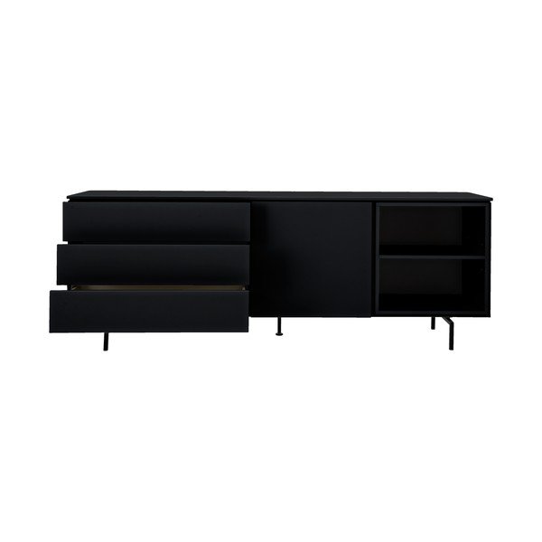Cassettiera bassa nera 210x76 cm Plain - Tenzo-image-1
