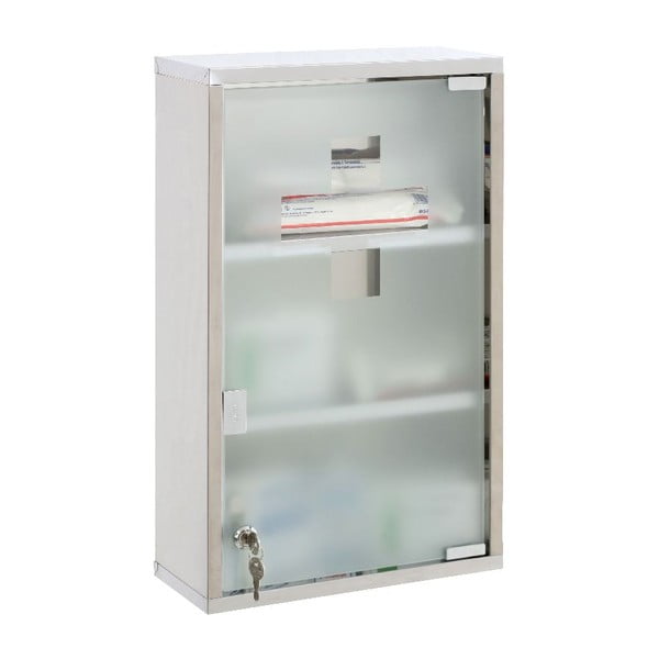 Armadietto in plastica per medicinali sospesi in argento 30x51 cm - Premier Housewares-image-2