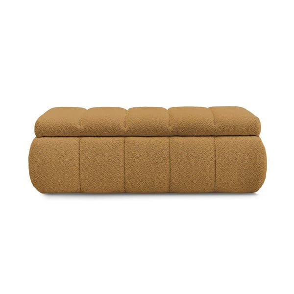 Panchina in giallo ocra con rivestimento in bouclé – Bobochic Paris