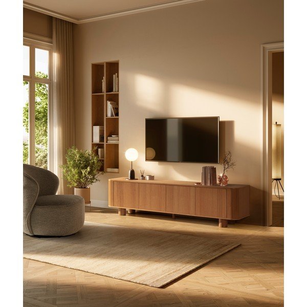 Mobile TV di colore naturale con effetto rovere 180x50,5x40 cm Padoc – MOME-image-1