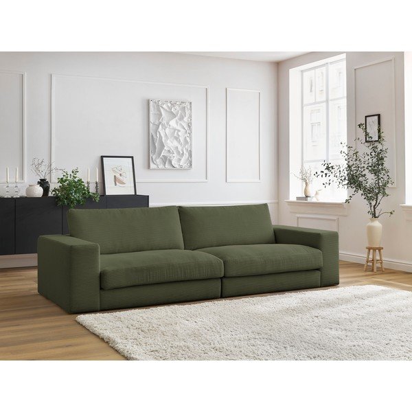 Divano verde con rivestimento in velluto a coste 274 cm Leonard – Bobochic Paris-image-1