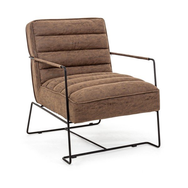 Poltrona marrone con rivestimento in finta pelle Brianna – Bizzotto