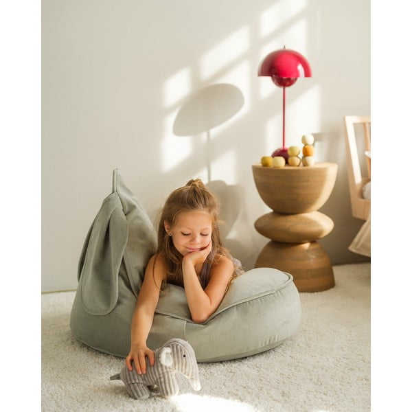 Pouf a sacco per bambini color menta con rivestimento in velluto Bunny – Wigiwama-image-3