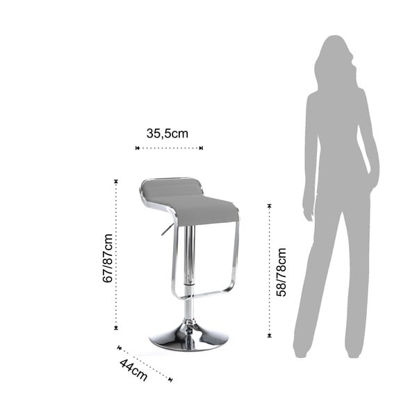 Sedia da bar grigia in imbottito con altezza regolabile (altezza della seduta 58 cm) Snappy – Tomasucci-image-4