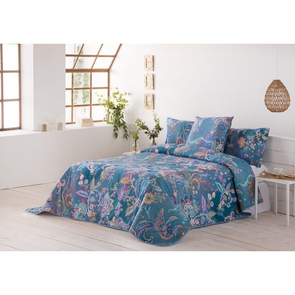 Copriletto blu per letto matrimoniale Uthred, 270 x 250 cm - Ethere-image-2