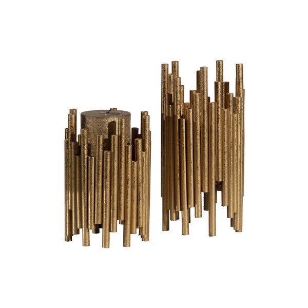 Portacandele in metallo color oro, altezza 18 cm - BePureHome-image-3