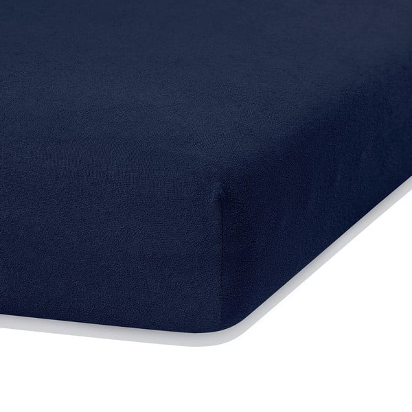 Lenzuolo elastico blu navy ad alto contenuto di cotone, 120/140 x 200 cm Ruby - AmeliaHome