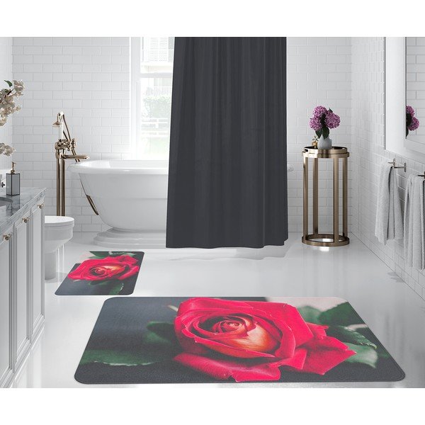Tappetini da bagno rosso-grigio in set di 2 pezzi - Oyo Concept-image-1