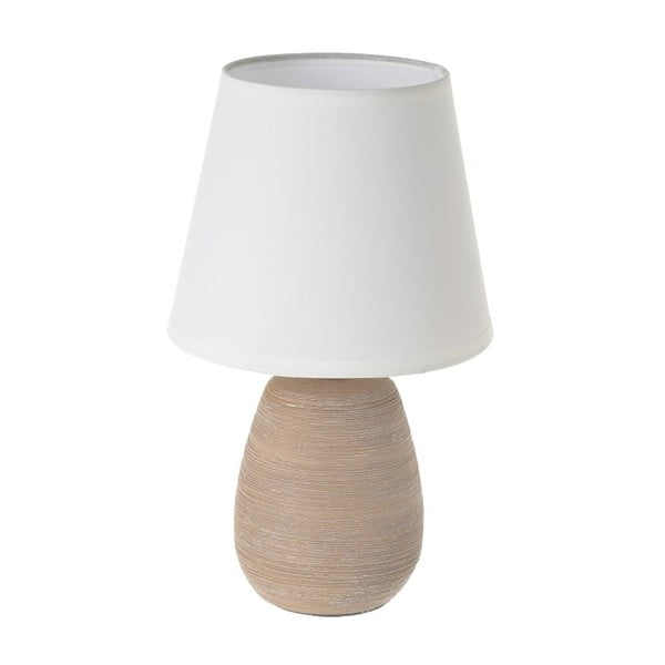 Lampada da tavolo in ceramica marrone con paralume in tessuto (altezza 27,5 cm) - Casa Selección