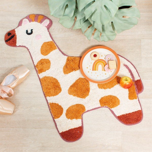 Tappeto in cotone arancione e beige per bambini , 57 x 80 cm Giraffe - Sass & Belle-image-3