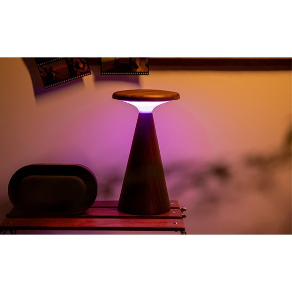 Lampada da tavolo LED colore naturale scuro con paralume in legno (altezza totale 21 cm) Sylva – Gingko-image-4