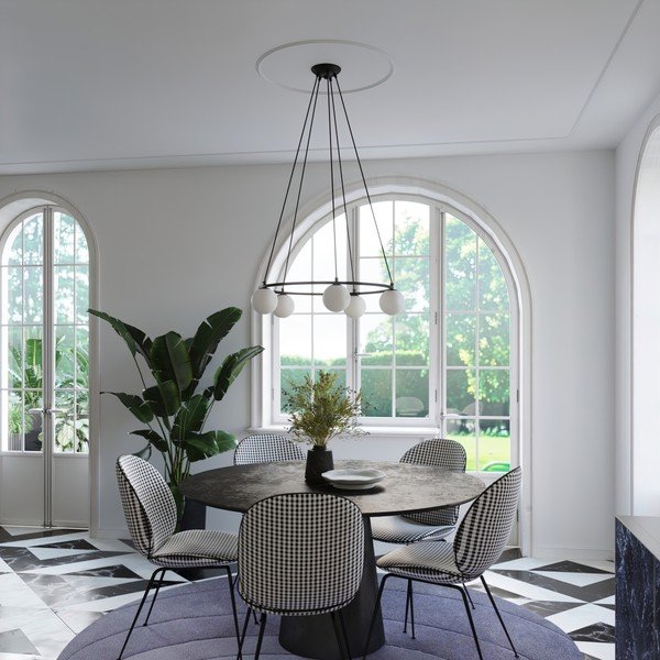 Lampadario bianco/nero con paralume in vetro Umerta – Sollux-image-4