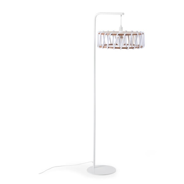 Lampada da terra con struttura bianca e grande paralume bianco Macaron - EMKO-image-1