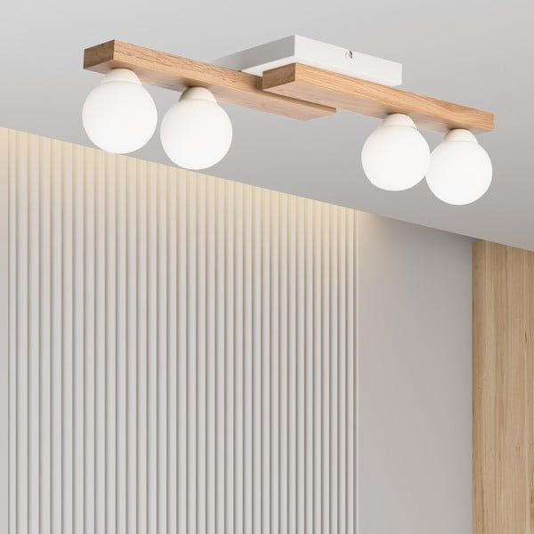 Plafoniera in colore bianco-naturale con paralume in vetro ø 12 cm Cortina - LAMKUR-image-4