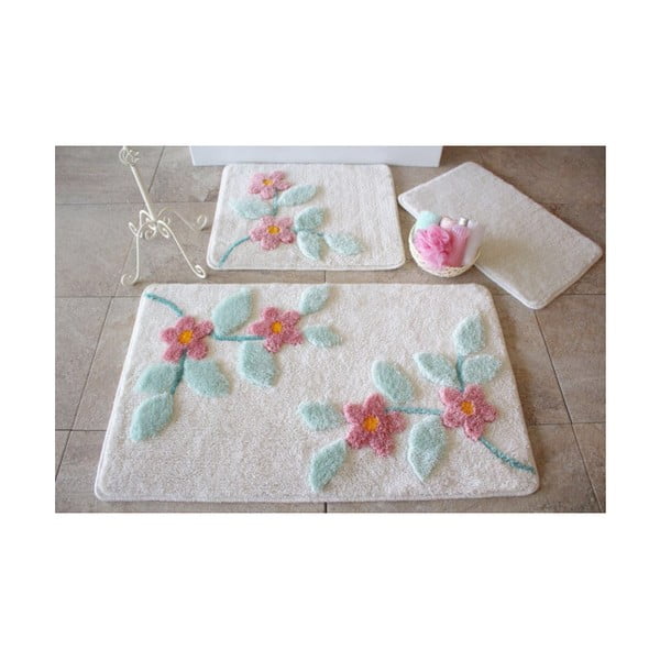 Set di 3 tappeti da bagno bianchi Alessia Bonita - Foutastic