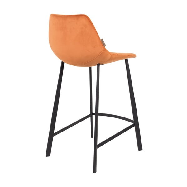 Set di 2 sgabelli da bar arancioni con rivestimento in velluto, altezza 91 cm - Dutchbone-image-3