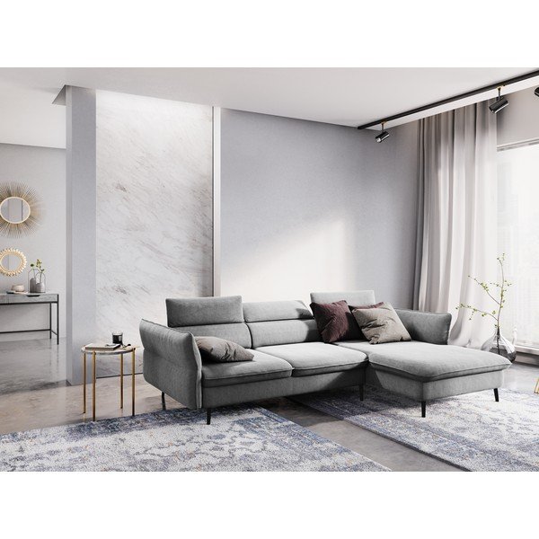 Světle šedá rozkládací pohovka s úložným prostorem Milo Casa Dario, pravý roh-image-1
