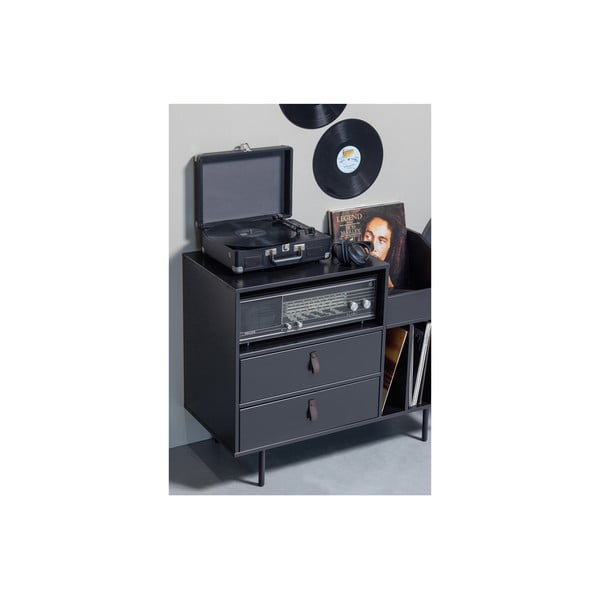 Mobile per dischi in legno di pino nero 90x73 cm Jackson - WOOOD-image-3