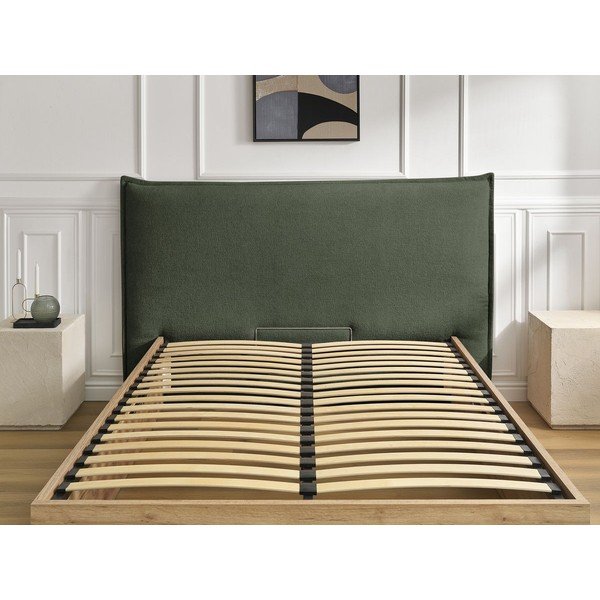 Letto matrimoniale imbottito/in truciolato verde imbottito con contenitore con rete inclusa 160x200 cm Charlie – Bobochic Paris-image-4