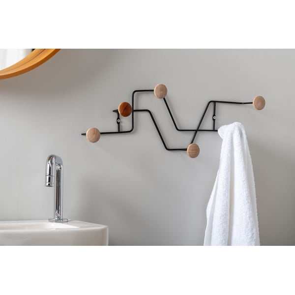 Appendiabiti da parete in metallo nero Zig Zag - PT LIVING-image-1