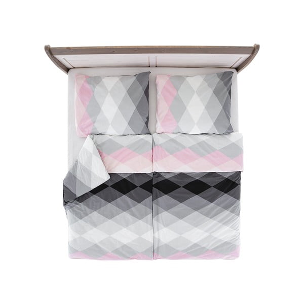 Biancheria da letto singola in crêpe rosa e grigio 140x200 cm Top Class - B.E.S.-image-1