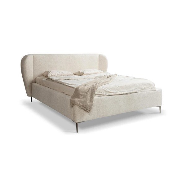 Letto matrimoniale imbottito beige con rete inclusa 160x200 cm Makana – Makamii