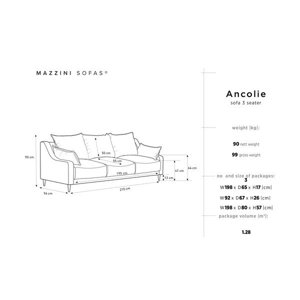 Divano letto beige con contenitore Ancolie, 215 cm - Mazzini Sofas-image-1