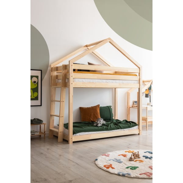 Letto a castello in legno di pino di colore naturale 80x200 cm Mila DMPB - Adeko-image-1