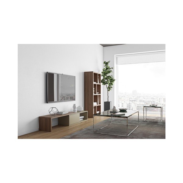 Tavolo TV variabile grigio con impiallacciatura in noce Move - TemaHome-image-3