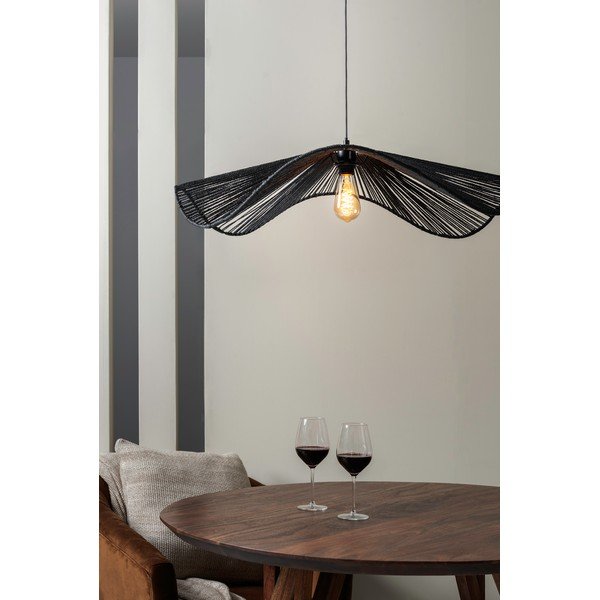 Lampadario nero in metallo con paralume in carta lavorata ø 80 cm Sombra – Leitmotiv-image-1