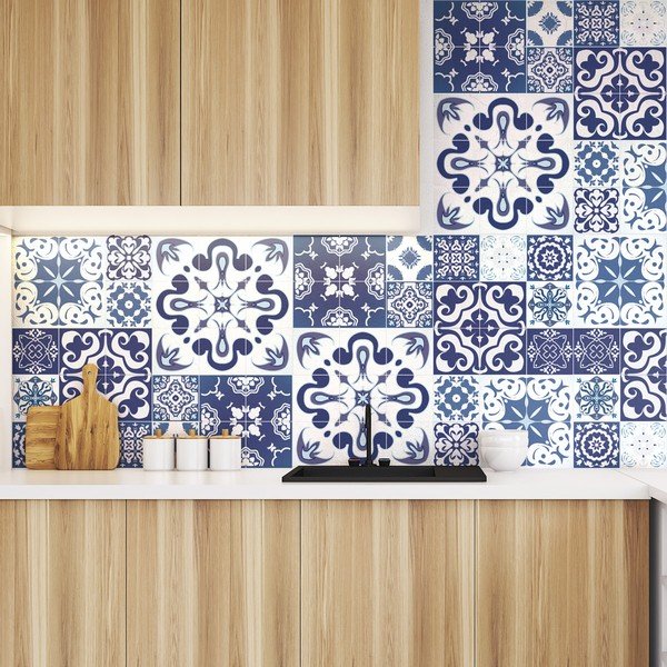 Set di 24 adesivi Azulejos Polka, 50 x 60 cm - Ambiance