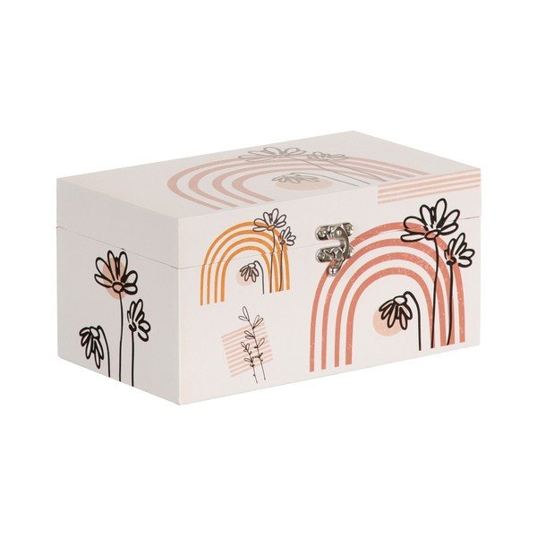 Set di 2 scatole decorative color crema30x18x15 cm Flowers - Ixia-image-2