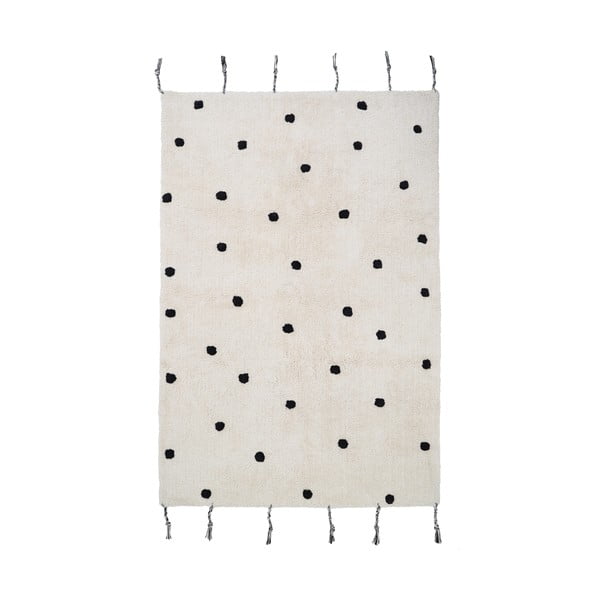 Tappeto nero/color crema in cotone lavabile e tessuto a mano 100x150 cm Nümi Black – Nattiot