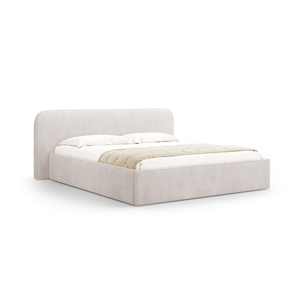 Letto matrimoniale imbottito bianco con contenitore e rete inclusi 140x200 cm Elizabeth – Micadoni 